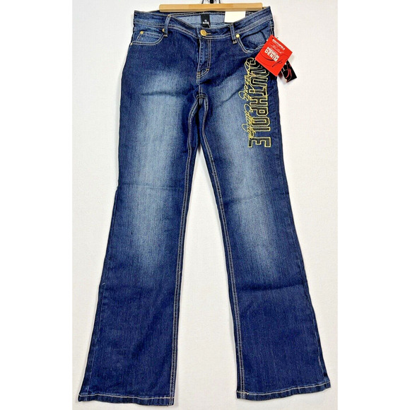 Southpole | Junior 13 | Vintage Bootcut Logo Patch‎ Medium Blue Wash Denim Jeans - Picture 1 of 9